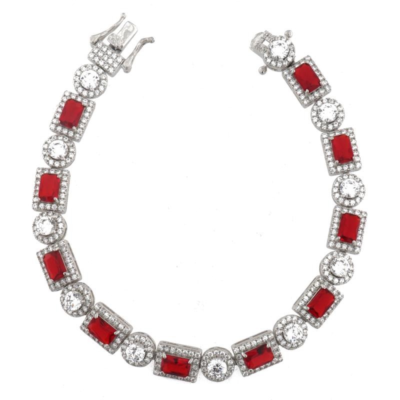 Bracciale Tennis Delle Scritte BRLSC36 In Argento 925 Con Fila Rosso/Bianco Con Zirconi 