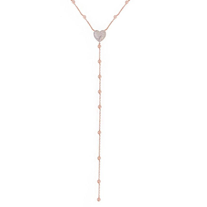 Collana Donna LE SCRITTE CLLSC34 Rosata con Cuore Zirconato e Perline Rosa