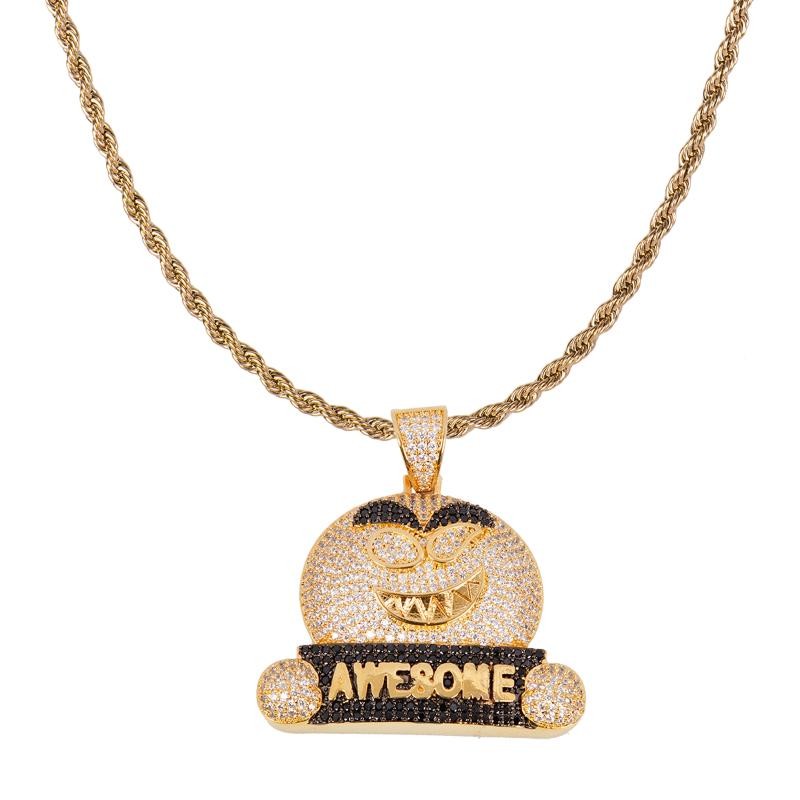 Collana Unisex F10ROMA F10R136 in Acciaio Dorato con Smile Awesome