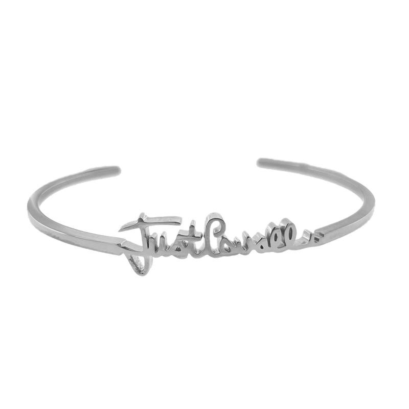 Bracciale Donna Rigido JUST CAVALLI JUST02AG in Acciaio con Logo Argento