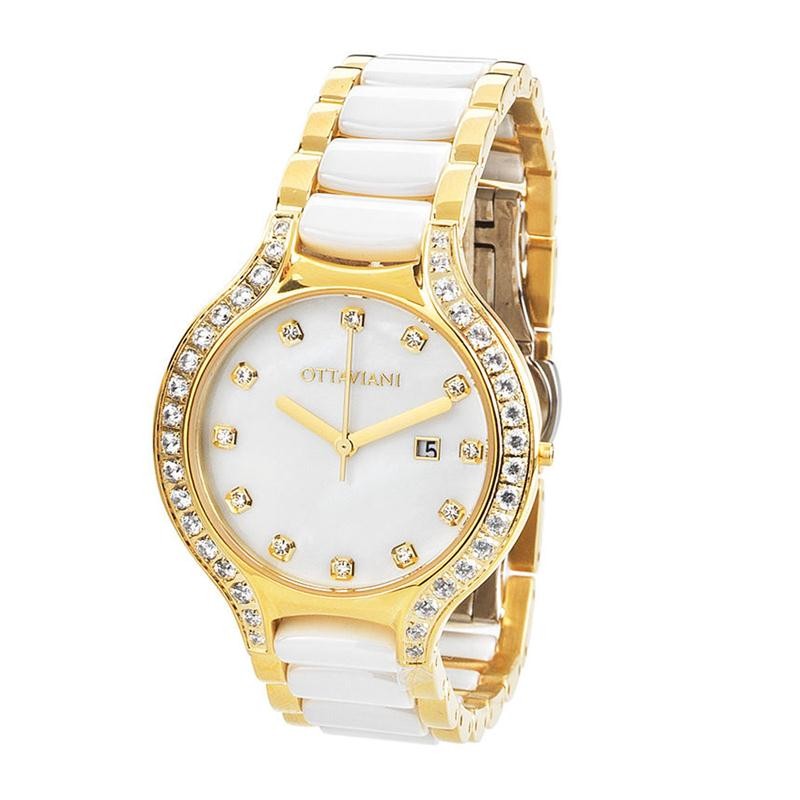 OROLOGIO DONNA SOLO TEMPO OTTAVIANI 15132W CINTURINO ACCIAIO E CERAMICA 