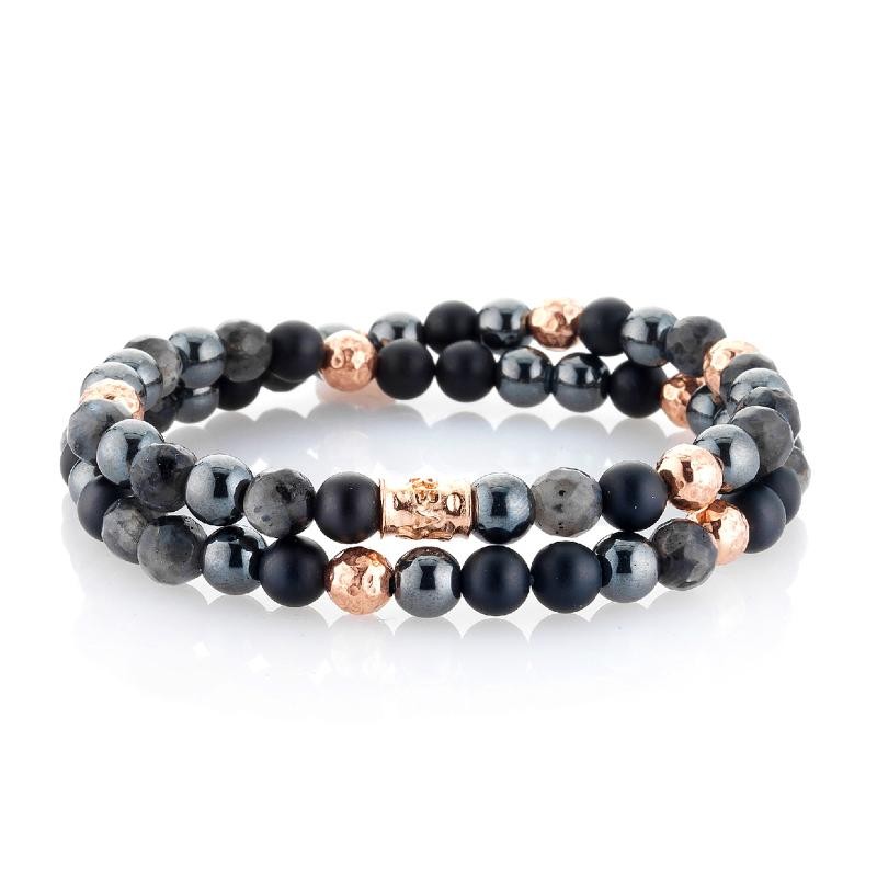 Bracciale Unisex GERBA 166 Doppio Giro con Pietre Naturali e Argento 925