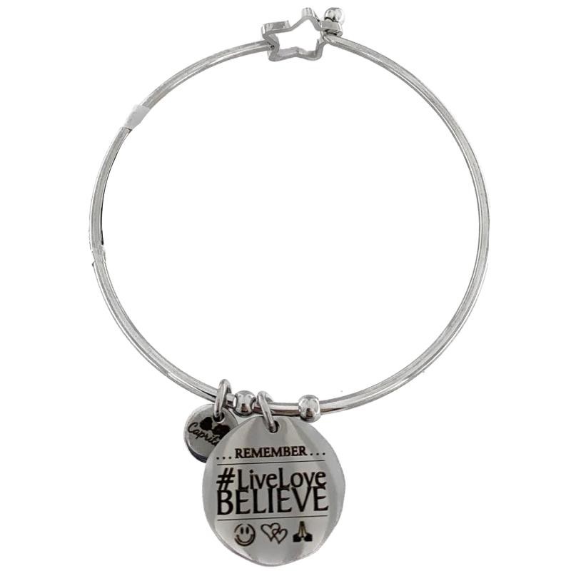 Bracciale Capritaly BELIVE Di Tipo Rigido In Acciaio Inox Scritta "Believe"