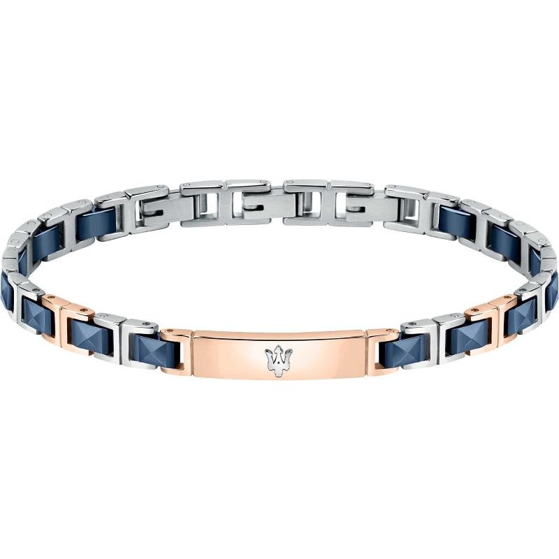 Bracciale Uomo MASERATI JM420ATI05 in Acciaio e Ceramica Blu