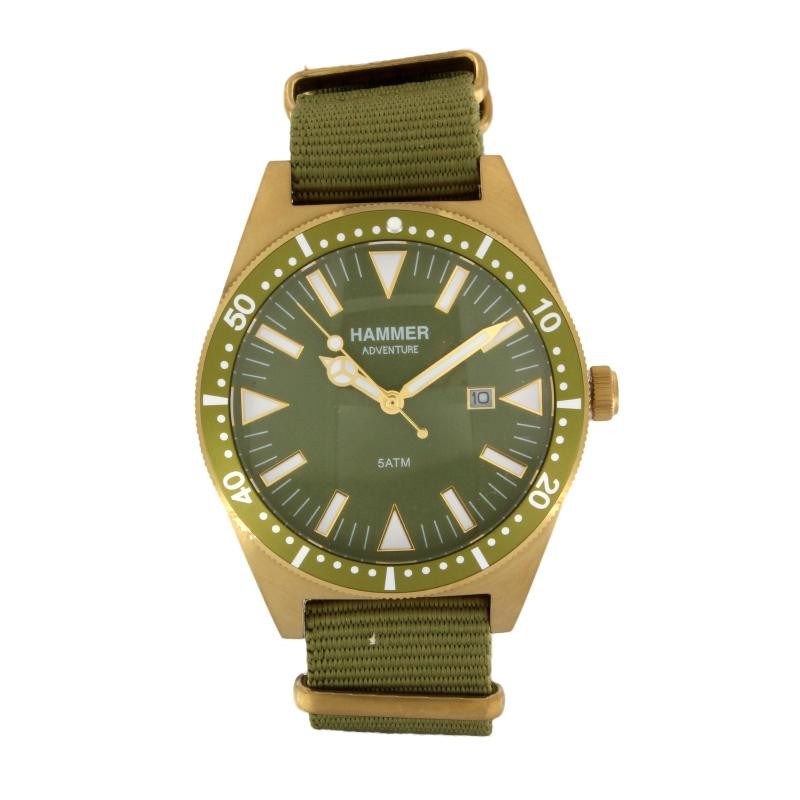 Orologio Uomo Solo Tempo HAMMER H170 04 Cinturino in Tessuto Verde Citta Oro