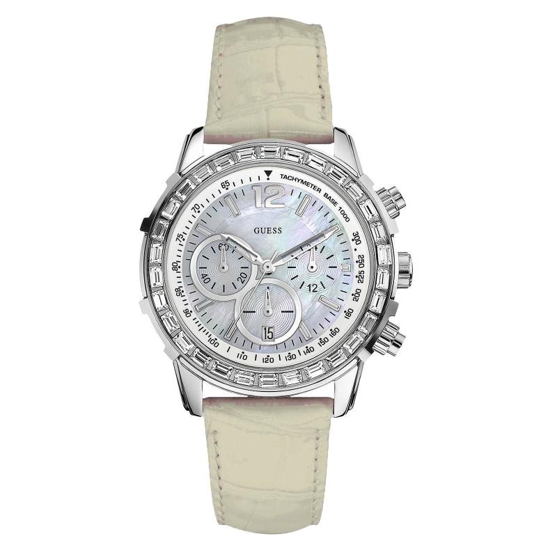 Orologio Donna Cronografo GUESS W0017L1 con Madreperla e Cinturino Pelle 