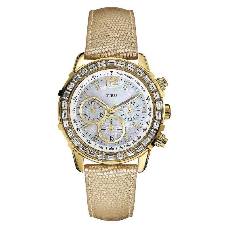 Orologio Donna Cronografo GUESS W0017L2 con Madreperla e Cinturino Pelle 