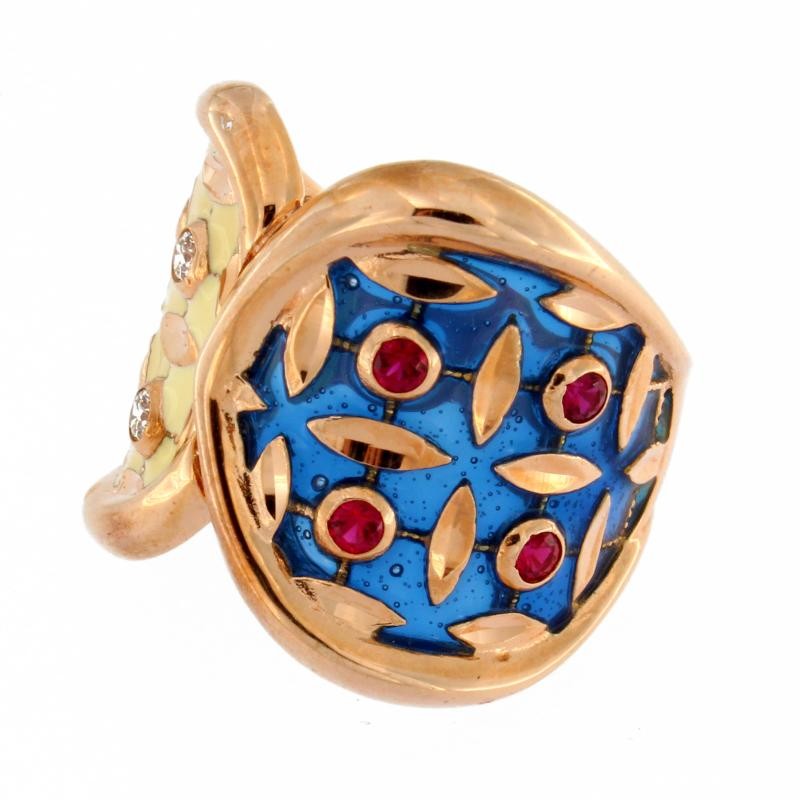 Anello Donna LORENZO UNGARI SG AN 028 in Bronzo Rosato con Vetro Murano