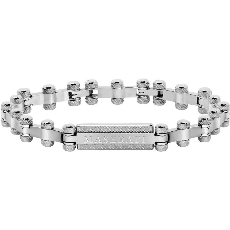 Bracciale Uomo MASERATI JM419ASB01 in Acciaio con Dettagli Zigrinati e Logo