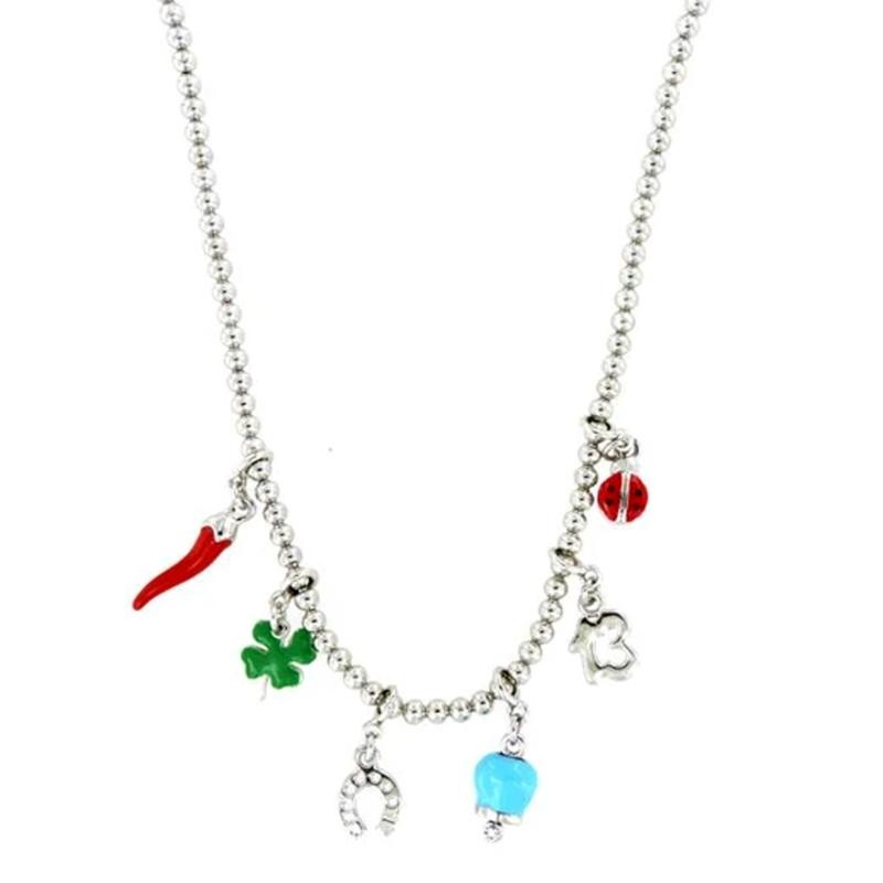 Collana Donna AMO CAPRI 3540850 in Metallo con Campanella e Ciondoli Portafortuna