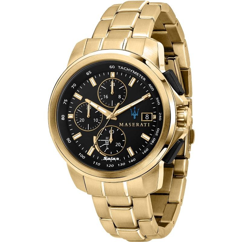 Orologio solo tempo uomo Maserati R8873645002 in acciaio Pvd oro e quadrante nero