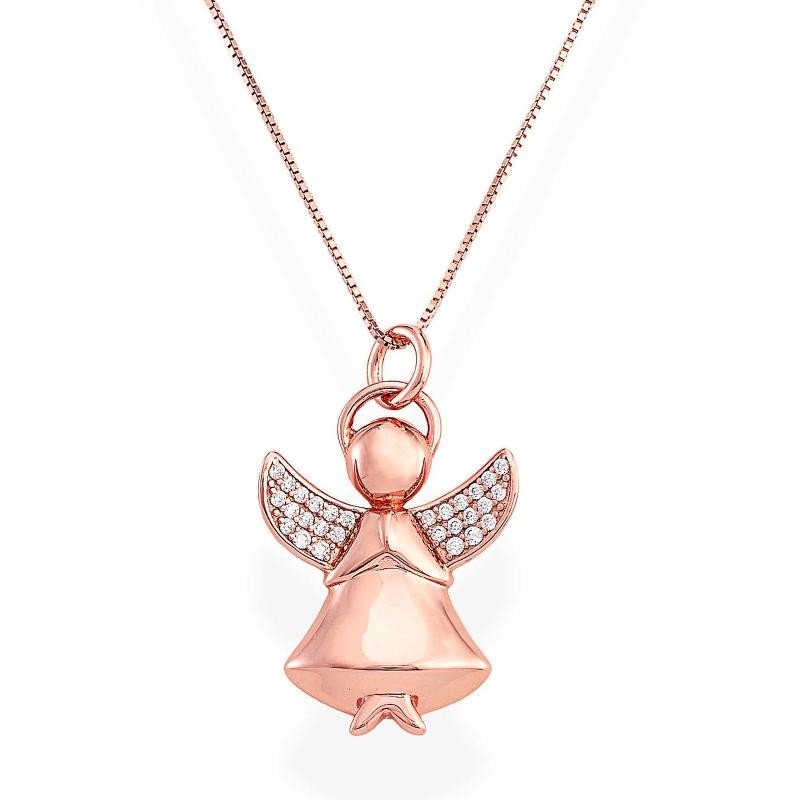 Collana Donna AMEN A2RB in Argento 925 Rosato con Angelo e Pietre