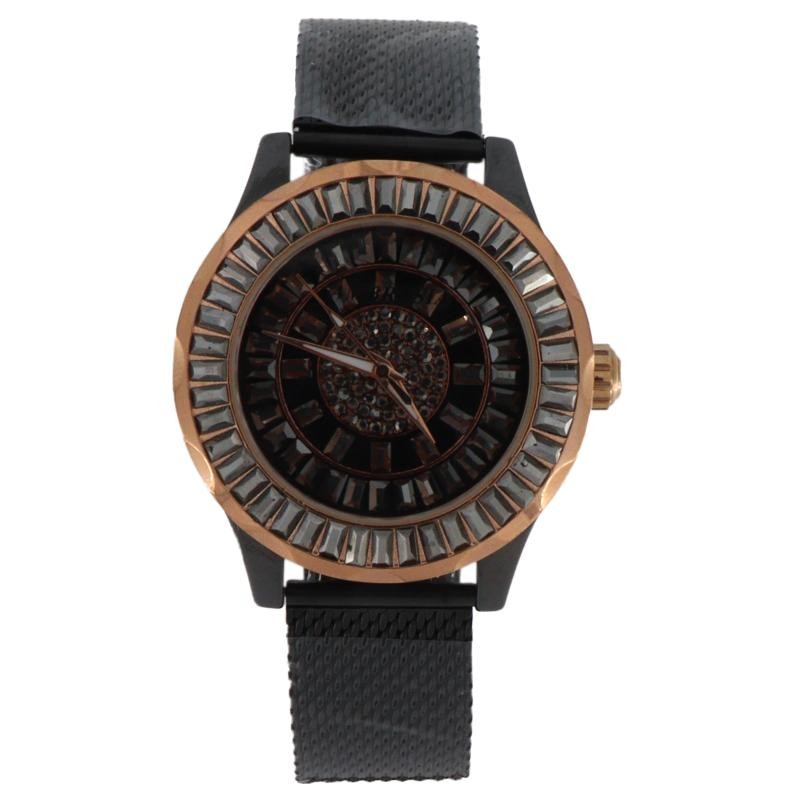 Orologio Ambrosia PARIS9 In Ceramica Nero Con Ghiera PVD Oro Rosa Crystal Logata