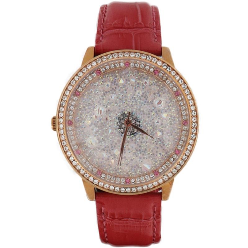 Orologio Da Donna Solo Tempio Ambrosia COSMOS1 In Pelle Rosso Ghiera Oro Rosa E Swarovski 