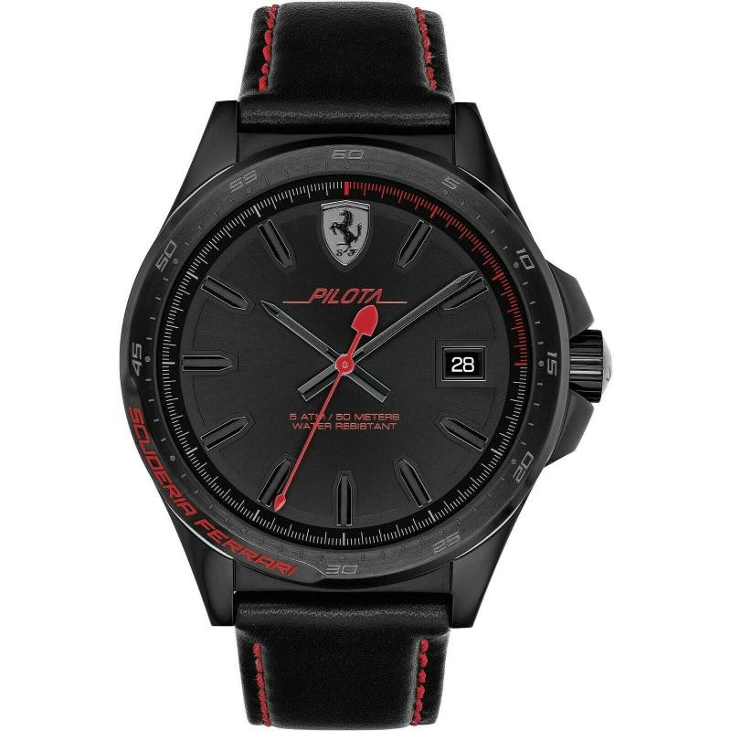 orologio da uomo solo tempo ferrari  0830497 quadrante nero cinturino in pelle