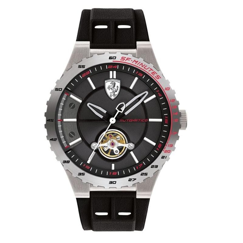 Orologio Uomo Automatico FERRARI 0830364 Cinturino Gomma Movimento
