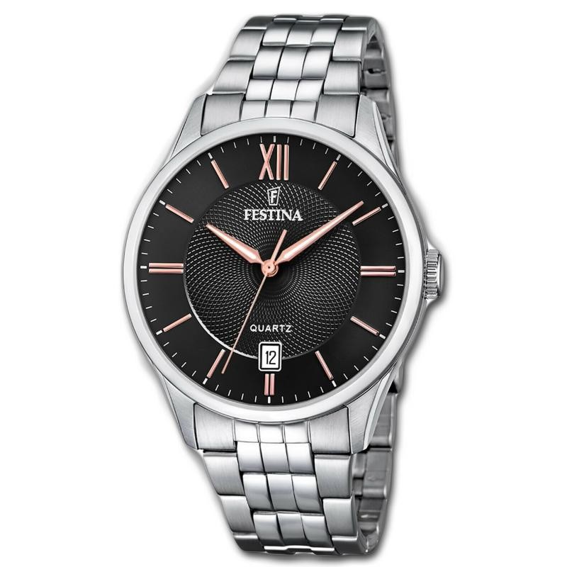 Orologio Uomo Solo Tempo FESTINA F20425/6 in Acciaio Fondo Nero