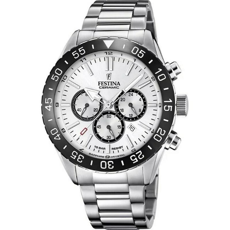 Orologio Uomo Cronografo FESTINA F20575/1 Acciaio con Fondo Bianco 