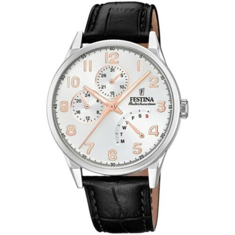 Orologio Uomo Multifunzione FESTINA F20278/A in Pelle con Fondo Bianco