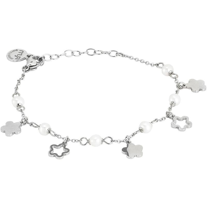 bracciale donna boccadamo MK/BR04 Con Pendenti A Forma Di Fiore Alternati A Perle