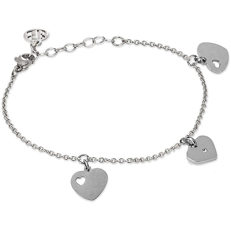 bracciale donna boccadamo PF-BR51 In Acciaio Rodiato Con Charms A Forma Di Cuori