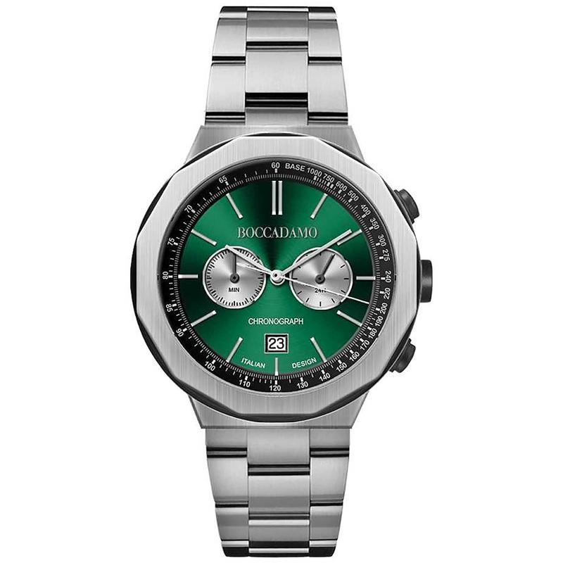 orologio uomo cronografo boccadamo IC010 cassa acciaio quadrante verde