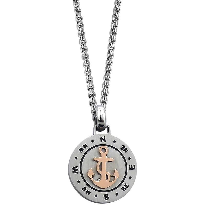 collana uomo boccadamo AGR219R in acciaio con pendente ancora