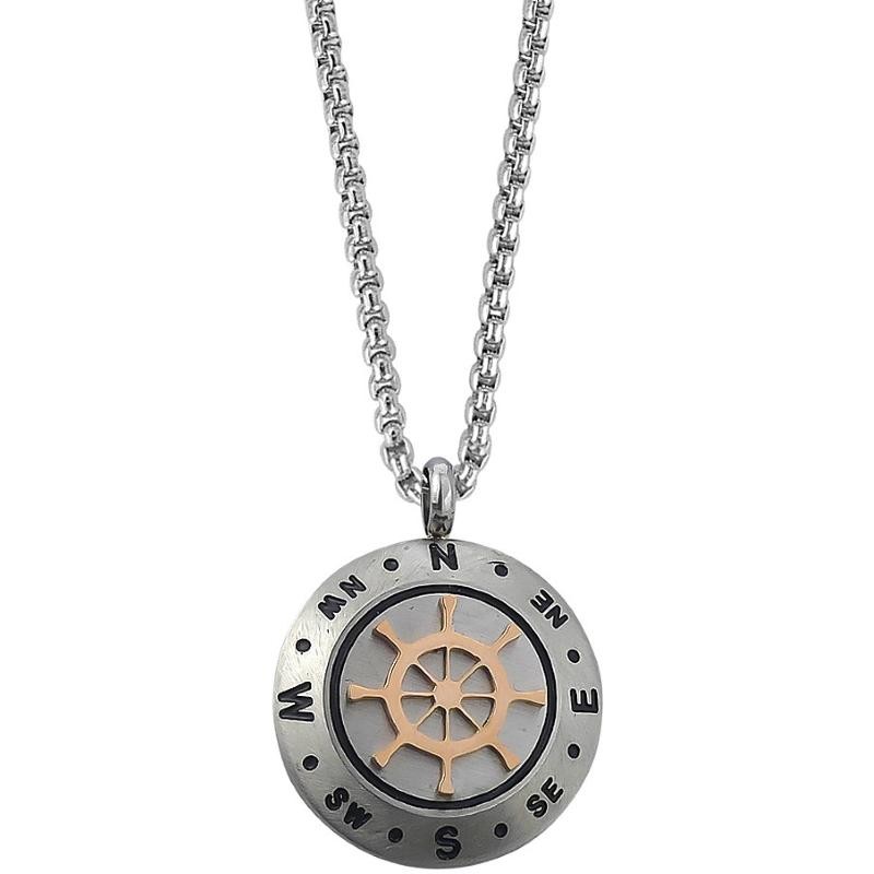 collana uomo boccadamo AGR213R in acciaio con pendente circolare timone