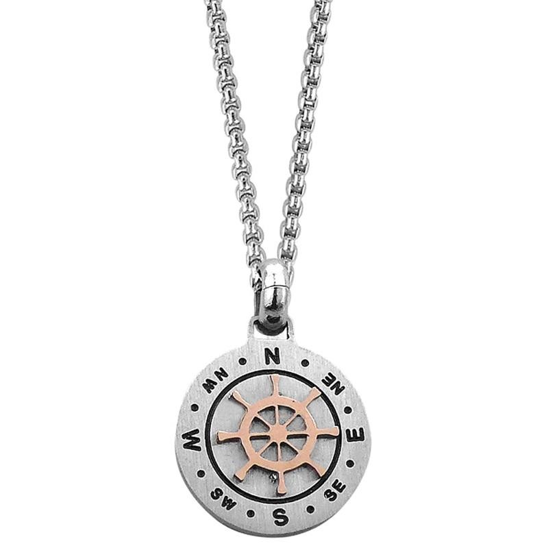 collana uomo boccadamo AGR218R in acciaio pendente circolare Timone  