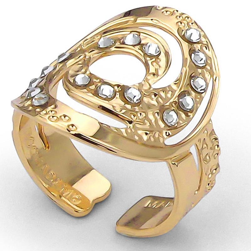 anello donna boccadamo XAN173D in oro con effetto diamantato e cristalli swarovski