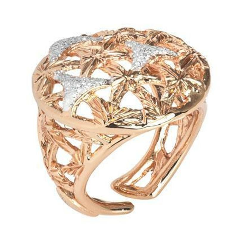 anello donna boccadamo XAN085RS in bronzo placcato oro rosa e decoro in glitter silver