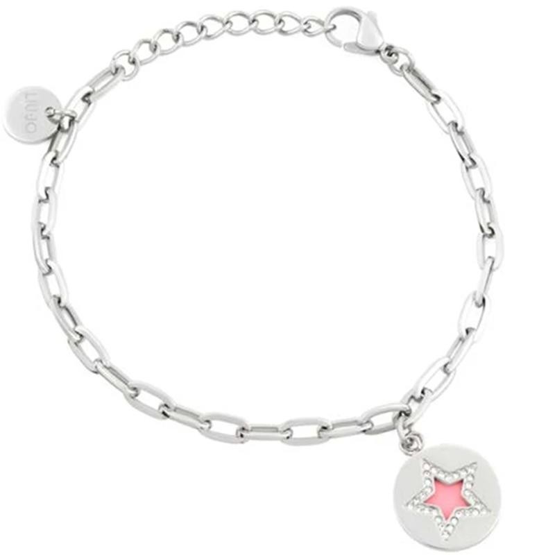 Bracciale donna liujo LJ1616 con charm rotondo forma di stella colore rosa