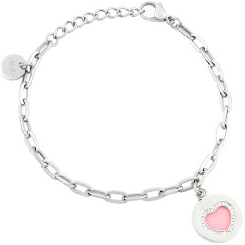 Bracciale donna liujo LJ1602 con charm rotondo con cuore rosa