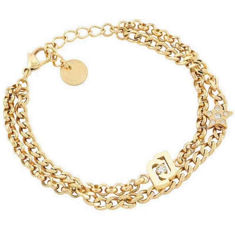 Bracciale donna liujo LJ1684 in acciaio di colore oro con charms a stella