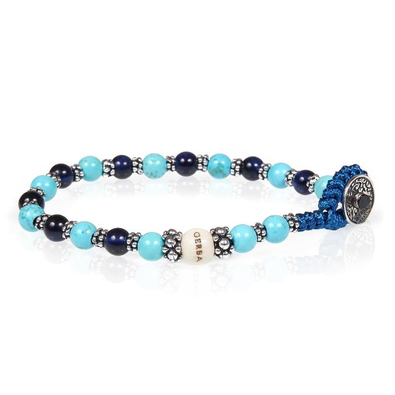 Bracciale Unisex GERBA 081 in Macramè con Pietre Naturali e Argento 925