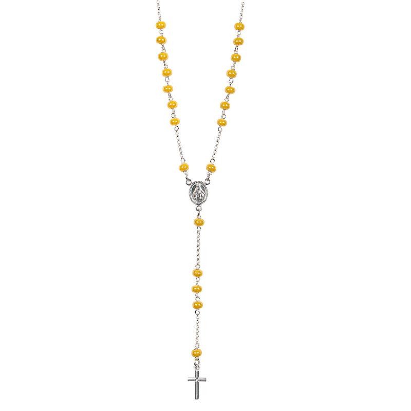 Collana Rosario pietra gialla uomo gioiello RG06 Gerba News con crocifisso