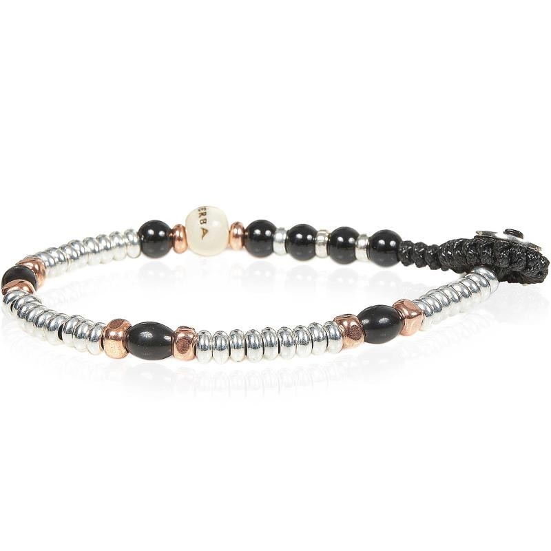 Bracciale MON AMOUR 18 Gerba uomo pietra nera gioiello con onice