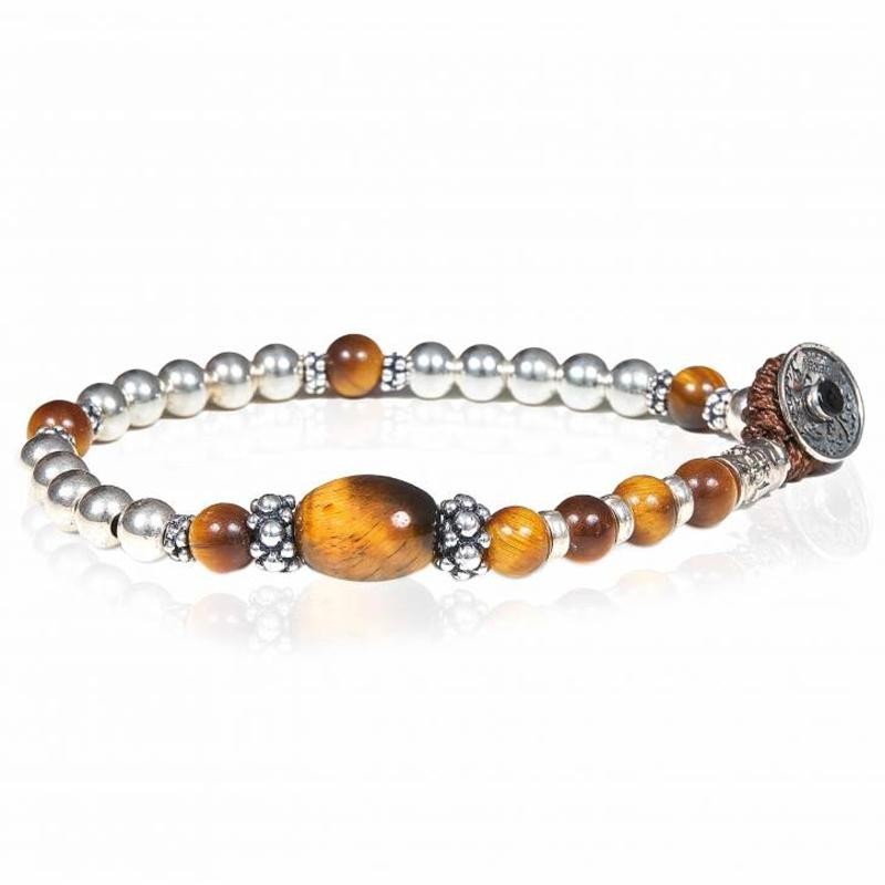 Bracciale con cordino Gerba Mon Amour 24 Unisex sfere occhio di tigre