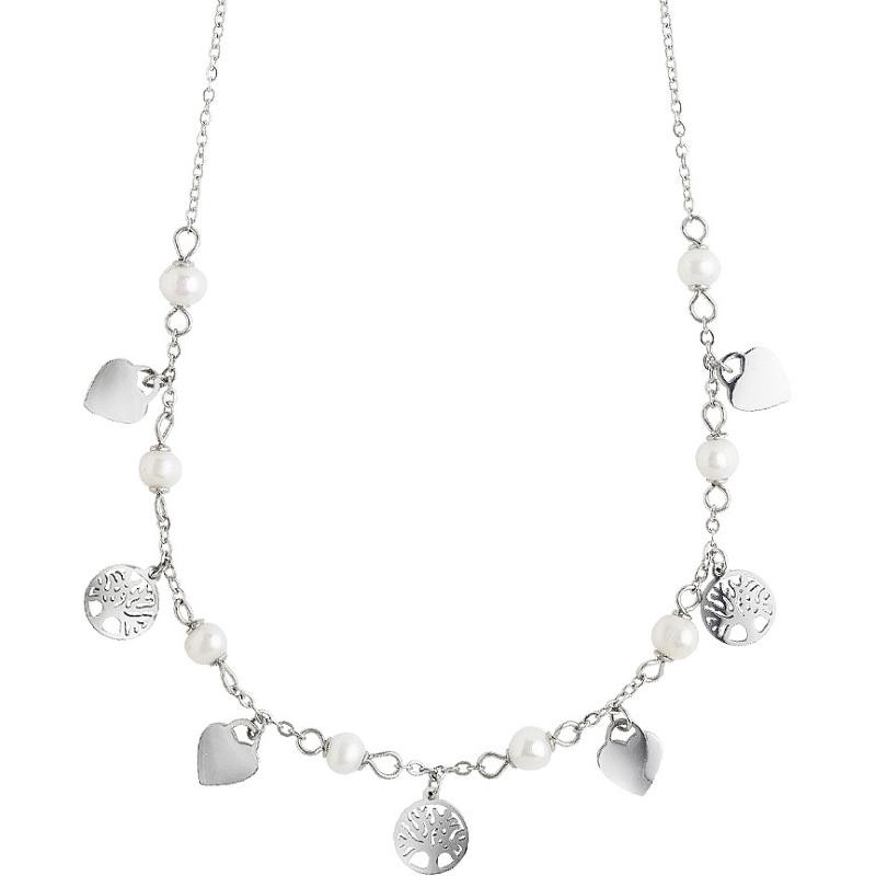 Collana donna boccadamo MK/GR18 pendenti a forma di cuore e albero della vita con perle