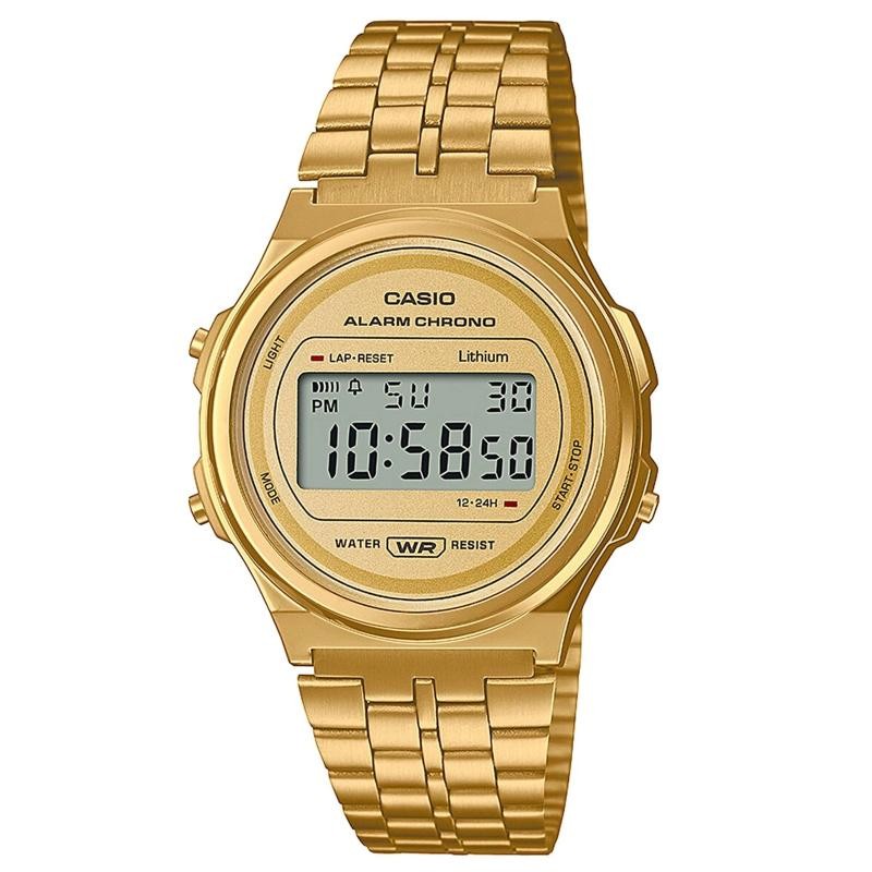 Orologio digitale unisex Casio Casio Vintage A171WEG-9AEF in acciaio pvd dorato