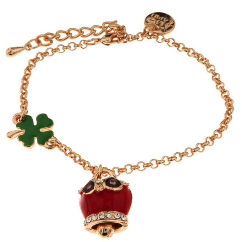 Bracciale 3571980 AmoCapri In Metallo Con Quadrifoglio E Campanella A Gufo Smalto Rosso E Cristalli 