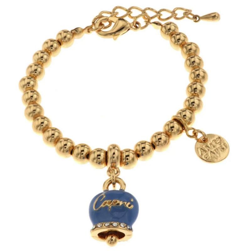 Bracciale Donna Amo Capri 3571925 Pendente Campana Smalto Blu Chiusura Moschettone