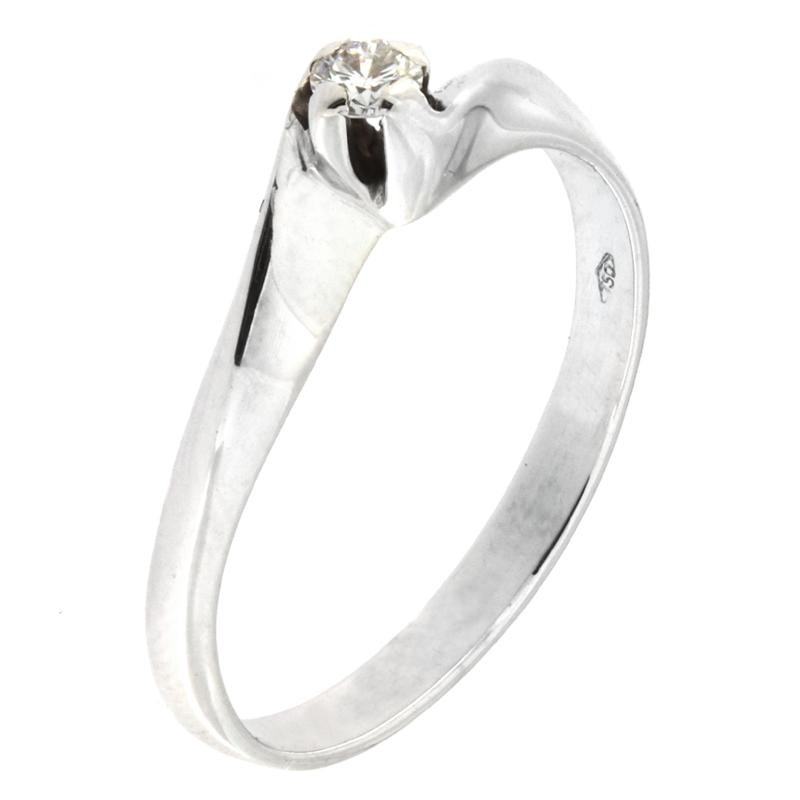 Anello Solitario Donna Oro Bianco 18 kt COD:030 Diamante Naturale 0.08 ct G Color Peso Oro 2.80 gr