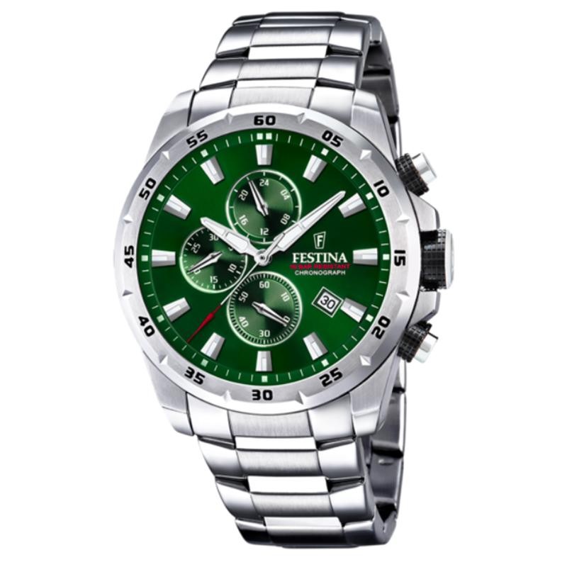 Orologio Uomo Festina Chrono Sport F20463/3 Verde Cinturino In Acciaio Uomo