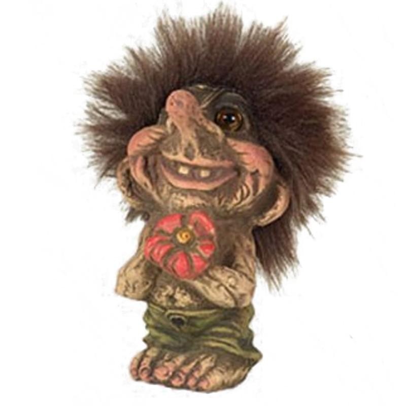 Statua Troll ragazzo con fiore Portafortuna NYFORM 840187 in Latex 