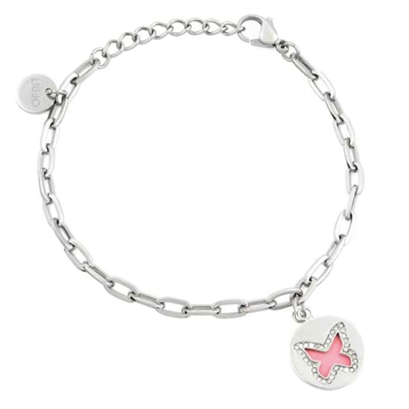 Bracciale Donna Complicity Farfalla Rosa LiuJo LJ1609 Luxury In Acciaio Con Glitter e Cristalli