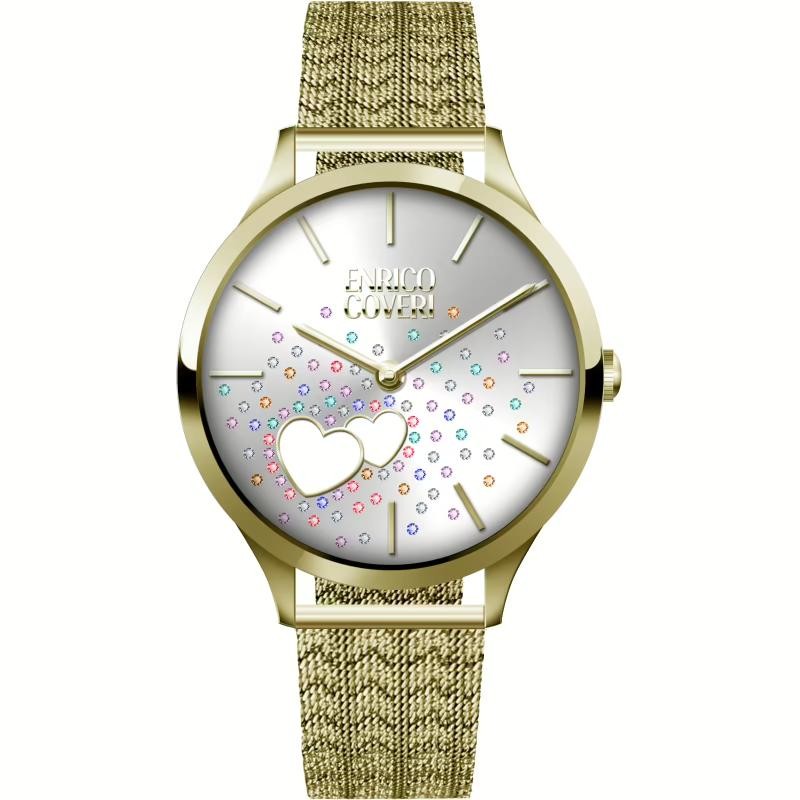 Orologio Donna Solo Tempo ENRICO COVERI ECTC049 Acciaio PVD Oro con Cuori