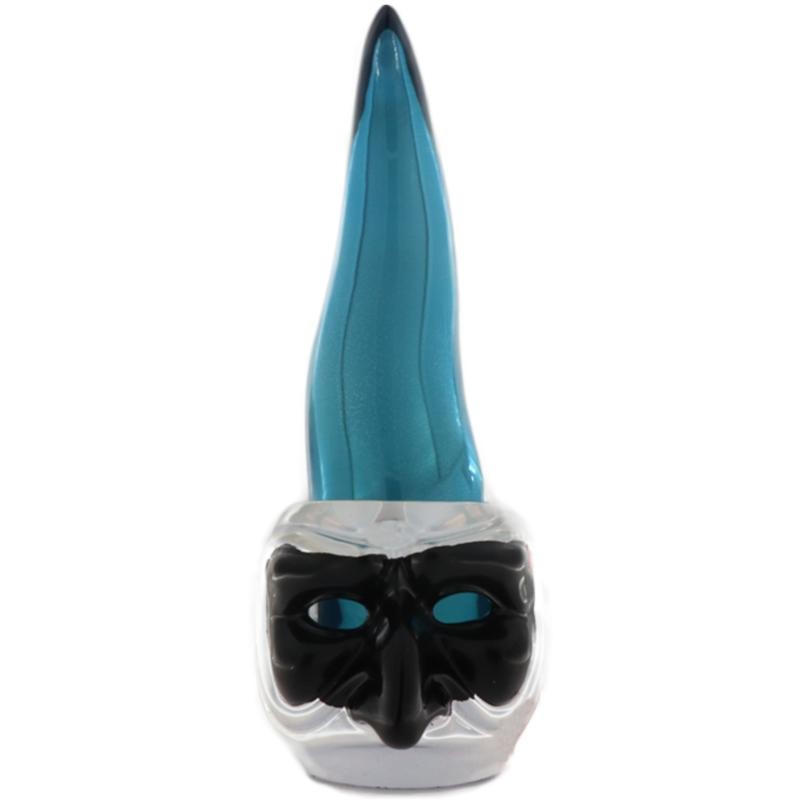 Corno con faccia Pulcinella 885 CELESTE laminato in argento 