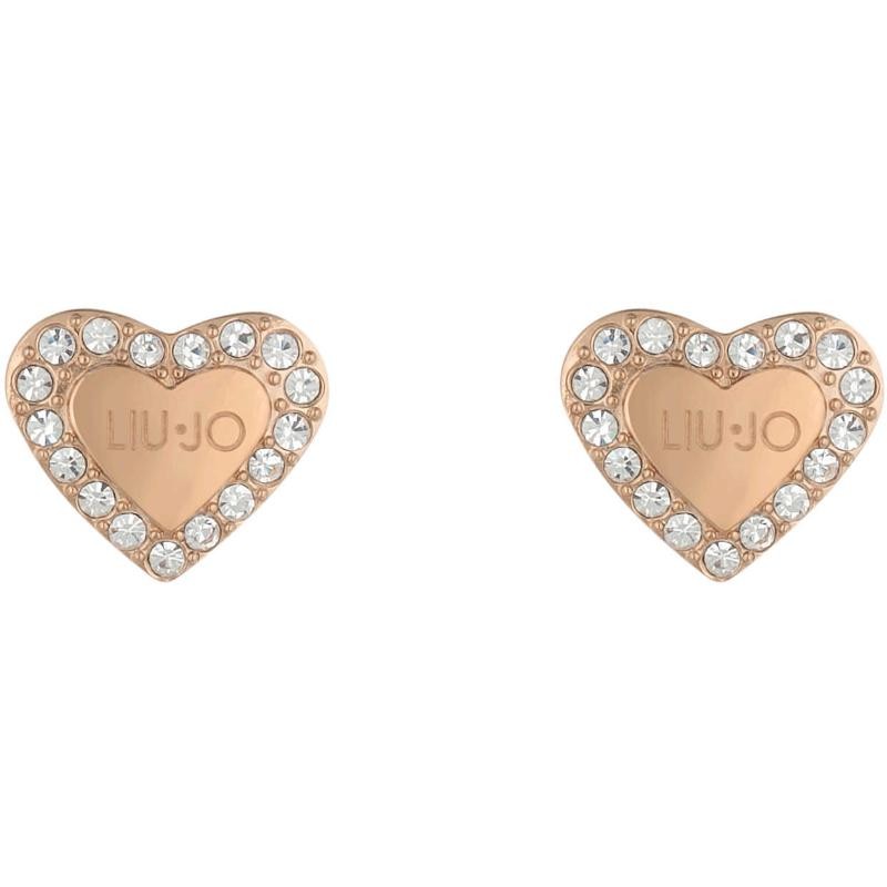 Orecchini a lobo da donna gioielli Liujo LJ1559 in acciaio simbolo a cuore con cristalli