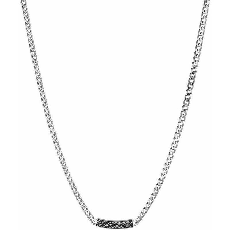 Collana a catena da donna gioielli Liujo Chain LJ1707 in acciaio con piastra nera
